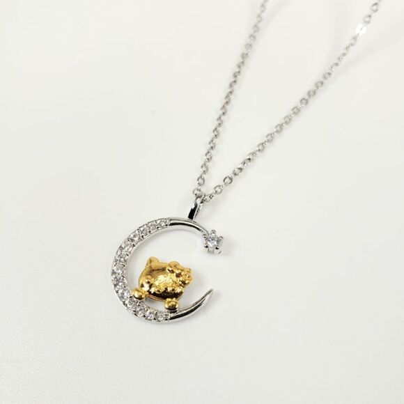 Brand New Silver Rhinestone With Gold Hello Kitty Necklace - Picture 3 of 8